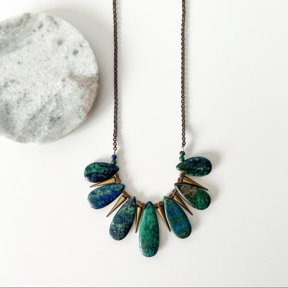 NEW Artisan Chrysocolla and Brass Necklace - Picture 13 of 13